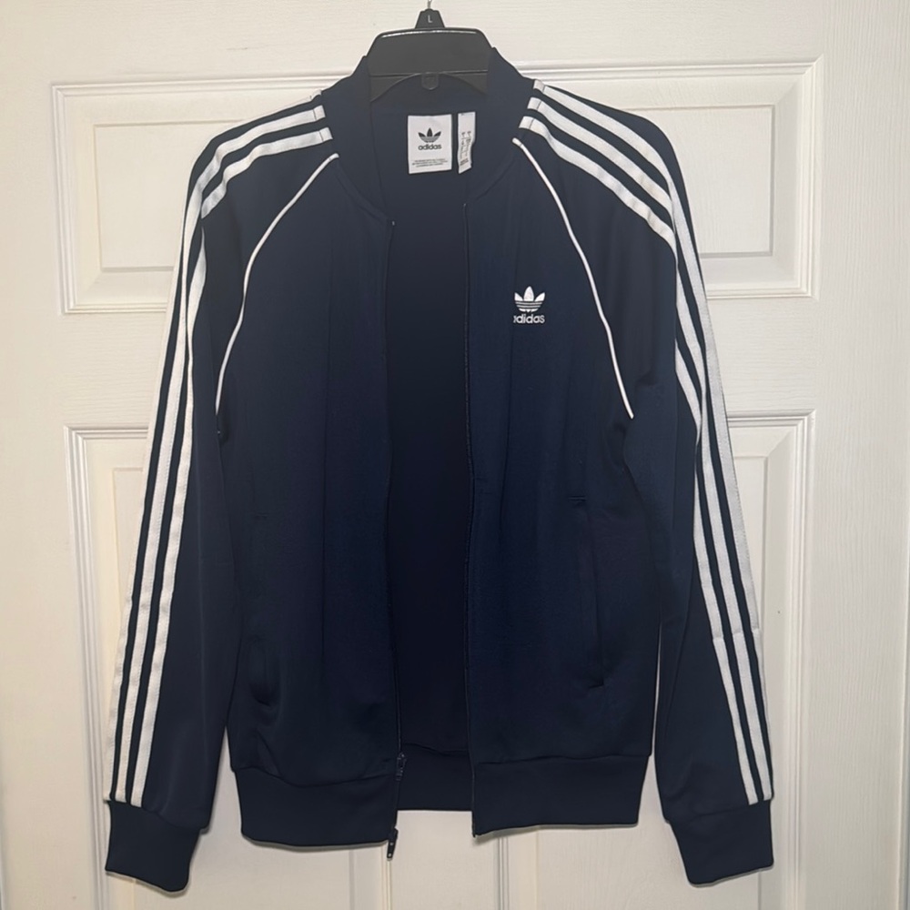 Adidas Dark Blue Jacket with White Accents
